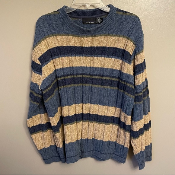 Vintage Bill Blass Sweater Large Grandpa Sweater stripes Blue cotton blend - Picture 2 of 9
